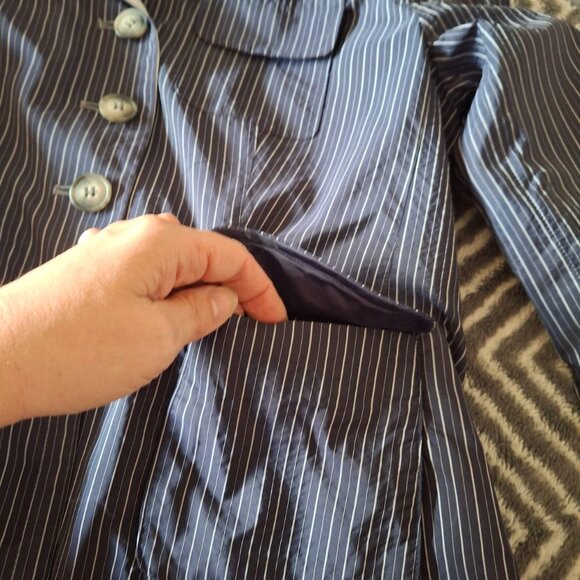 Talbots Collection Navy & White Reversible Casual Blazer Long Sleeve Size 6 - Picture 12 of 13